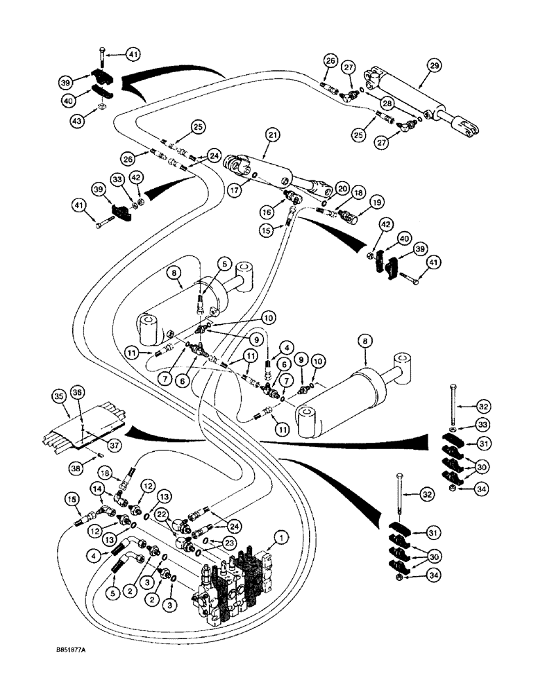 Схема запчастей Case 860 - (8-064) - BACKFILL BLADE HYDRAULIC CIRCUIT (08) - HYDRAULICS