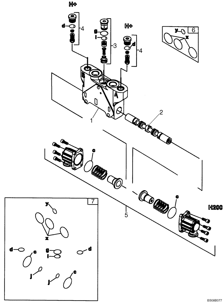 Схема запчастей Case 590SM - (08-46A) - 84157593 VALVE SECTION - BACKHOE DIPPER (WITH PILOT CONTROLS) (590SM+) (08) - HYDRAULICS