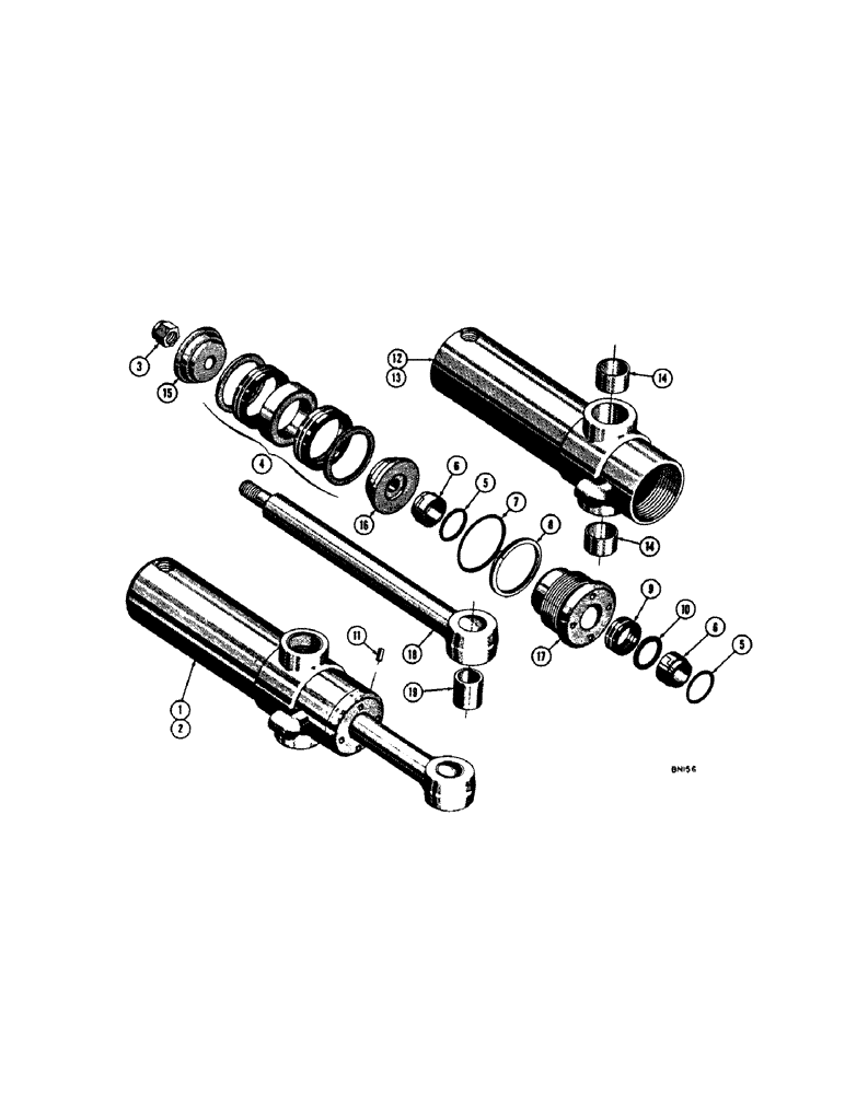 Схема запчастей Case 32 - (40[1]) - D30745 AND D30746 BACKHOE SWING CYLINDERS 