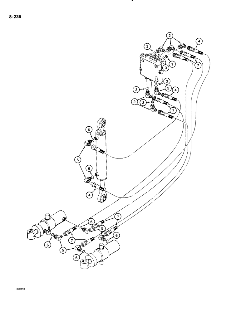 Схема запчастей Case DH4B - (8-236) - REAR MOUNTED BACKFILL BLADE WITH PLOW HYDRAULIC CIRCUIT (08) - HYDRAULICS