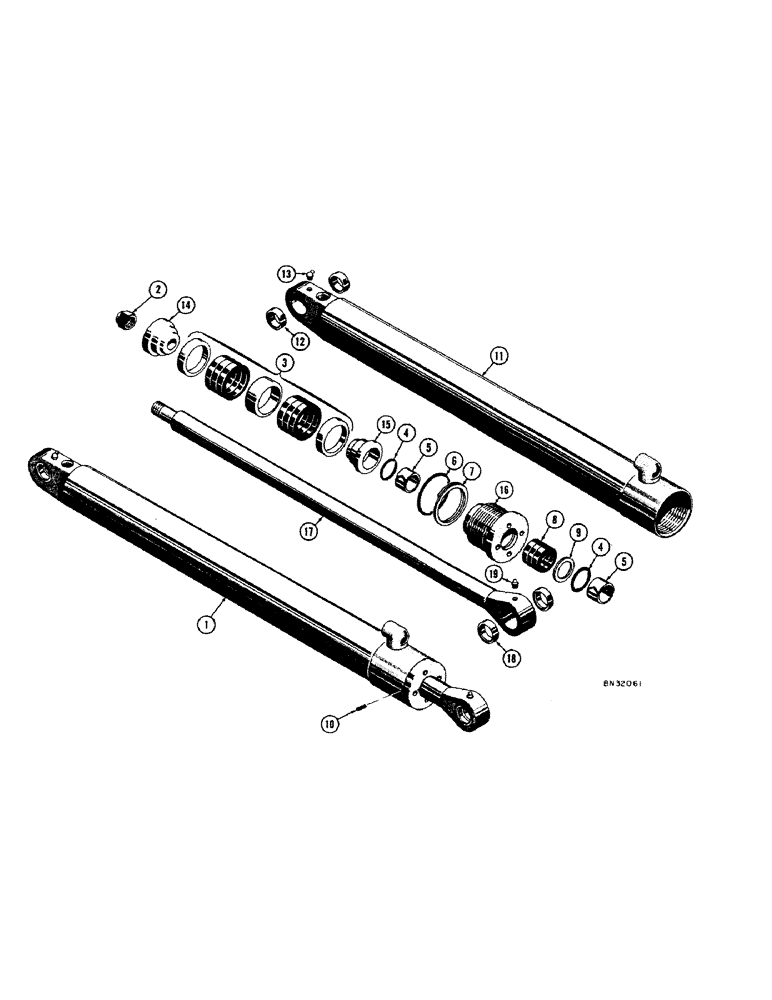 Схема запчастей Case 32 - (42) - D27751 BACKHOE STABILIZER CYLINDER 