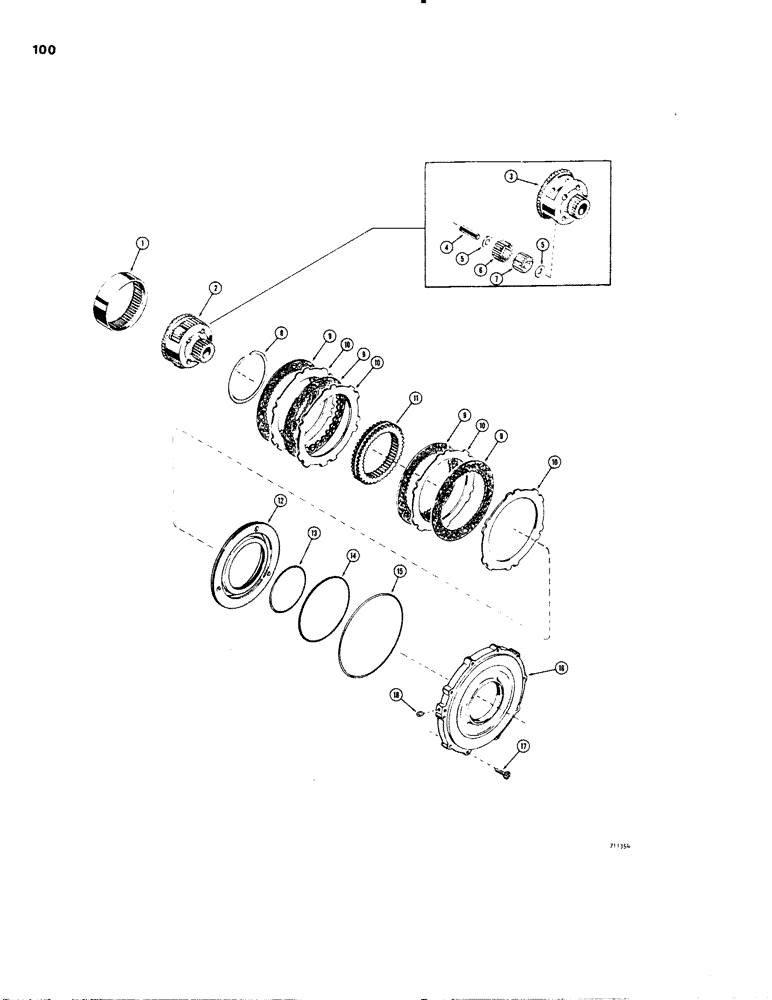 Схема запчастей Case W20 - (100) - L55661 TRANSMISSIONS, FORWARD CLUTCH AND PLANETARY (06) - POWER TRAIN