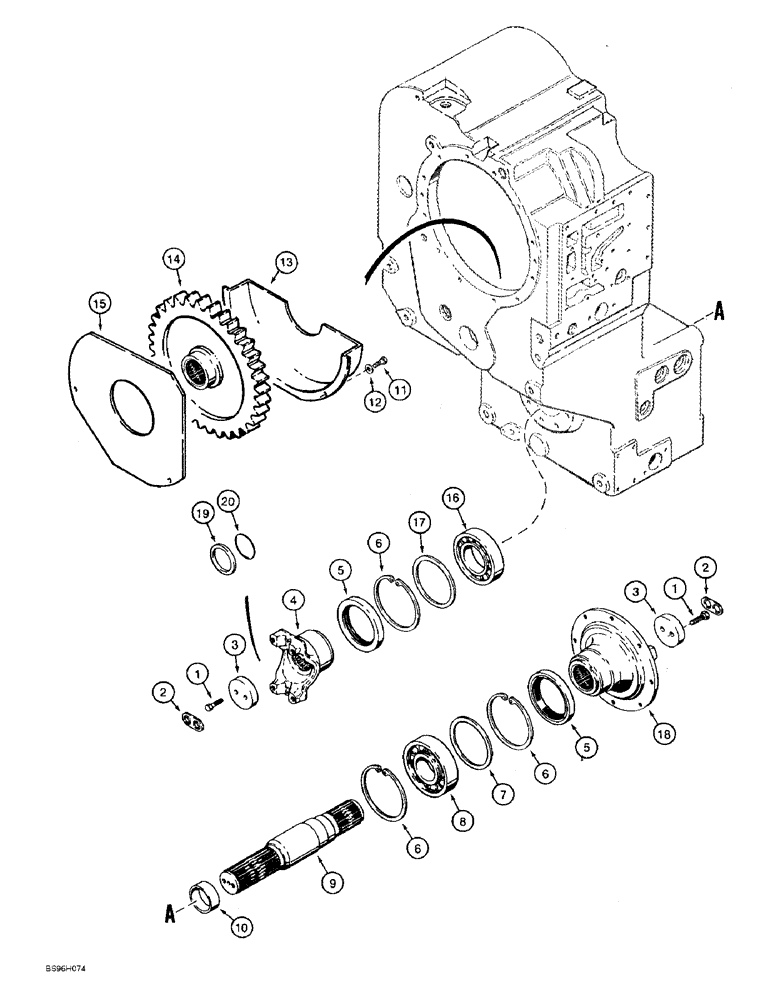 Схема запчастей Case 821B - (6-30) - TRANSMISSION ASSEMBLY, OUTPUT SHAFT AND GEAR (06) - POWER TRAIN