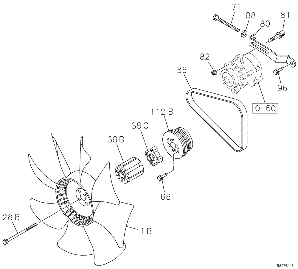 Схема запчастей Case CX135SR - (02-27) - BELT AND VENTILATOR - FAN GUARD (02) - ENGINE