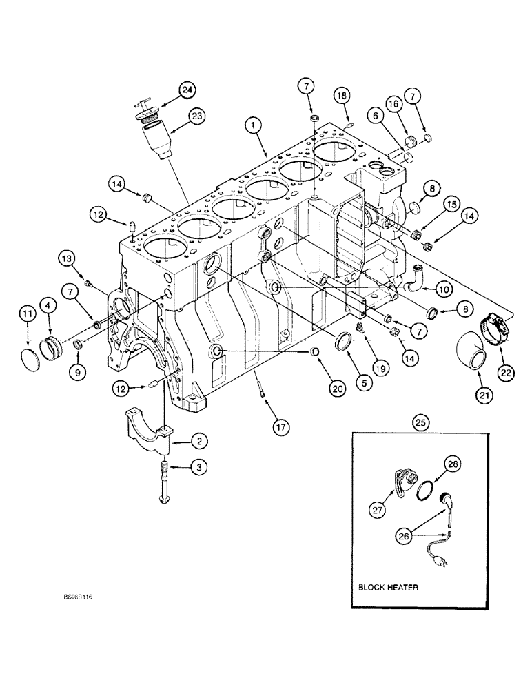 Схема запчастей Case 1150E - (2-068) - CYLINDER BLOCK, 6T-830 ENGINE, TWELVE PISTON COOLING NOZZLES ENG SN 44706126 & AFT (02) - ENGINE