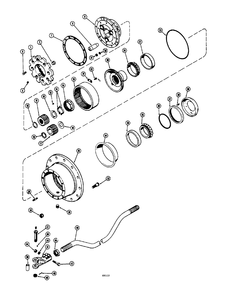 Схема запчастей Case W8C - (182) - L15395 REAR STEERING AXLE, PLANETARY AND RELATED PARTS, TIE (06) - POWER TRAIN