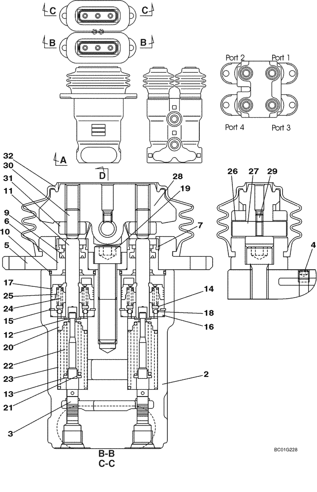 Схема запчастей Case CX800 - (08-270-00[01]) - FOOT CONTROL VALVE (08) - HYDRAULICS