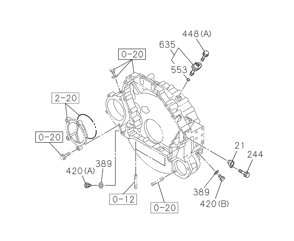 Схема запчастей Case CX210C LR - (10.103.02) - ENGINE FLYWHEEL HOUSING (10) - ENGINE