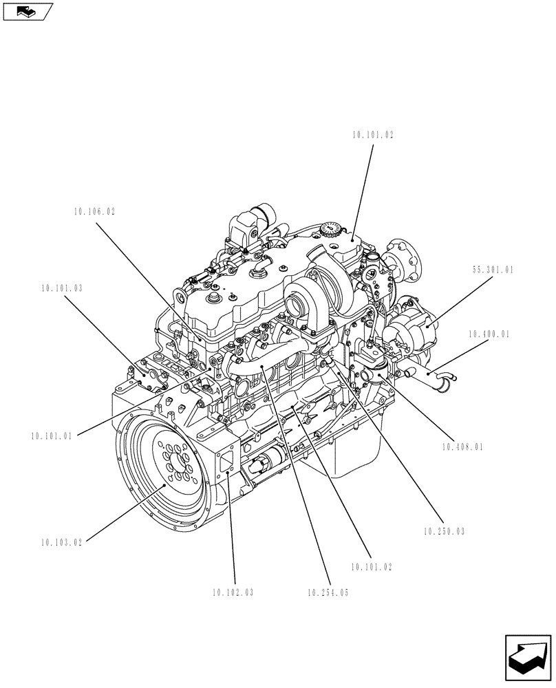 Схема запчастей Case F4HFE613P A003 - (10.000.01[02]) - PICTORIAL INDEX - ENGINE ENGINE COMPONENTS