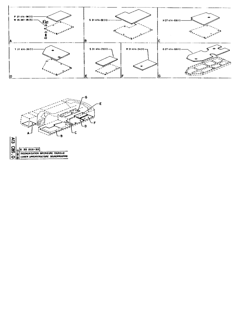 Схема запчастей Case 90BCL - (060) - LOWER UPPERSTRUCTURE SOUNDPROOFING (05) - UPPERSTRUCTURE CHASSIS