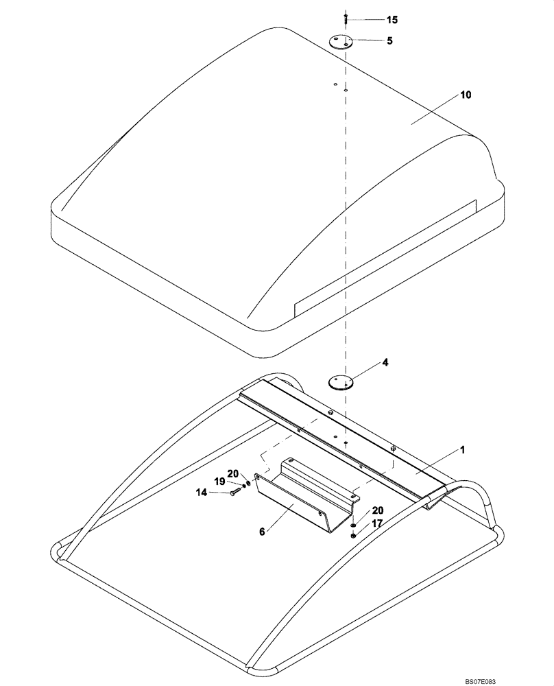 Схема запчастей Case DV202 - (12-45/124[01]) - CANOPY ROOF (GROUP 45/124) (09) - CHASSIS/ATTACHMENTS