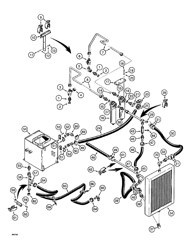 Схема запчастей Case 1187 - (152) - HYDRAULIC OIL FILTER AND COOLER LINES (07) - HYDRAULIC SYSTEM