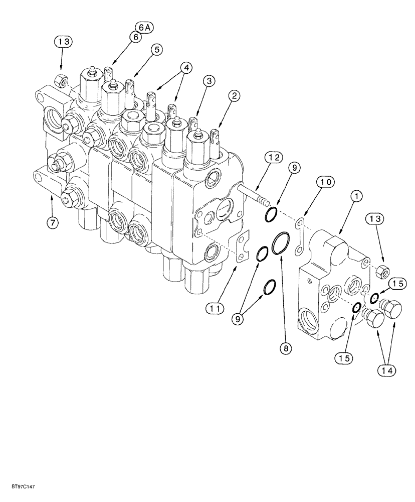 Схема запчастей Case 580SL - (8-089A) - BACKHOE CONTROL VALVES, MODELS WITHOUT EXTENDABLE DIPPER, W/O AUX. HYD. - P/N 243135A3 & 243136A3 (08) - HYDRAULICS