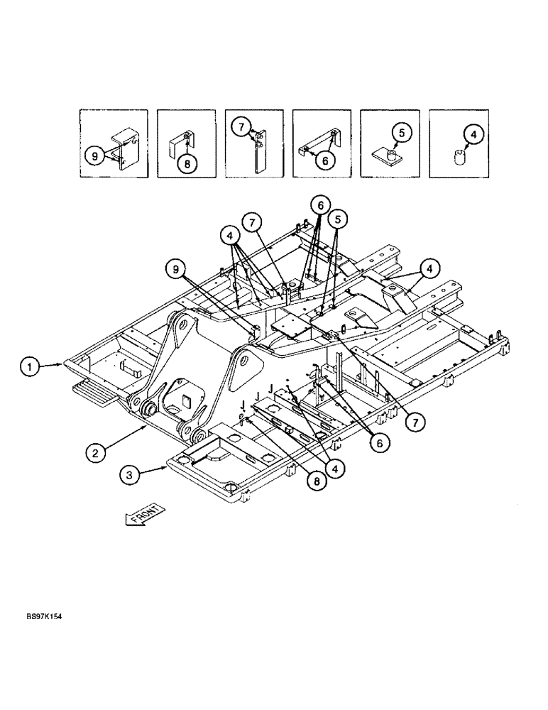 Схема запчастей Case 9050B - (9-4) - TURNTABLE AND WALKWAYS, TIMBER KING MODELS (09) - CHASSIS