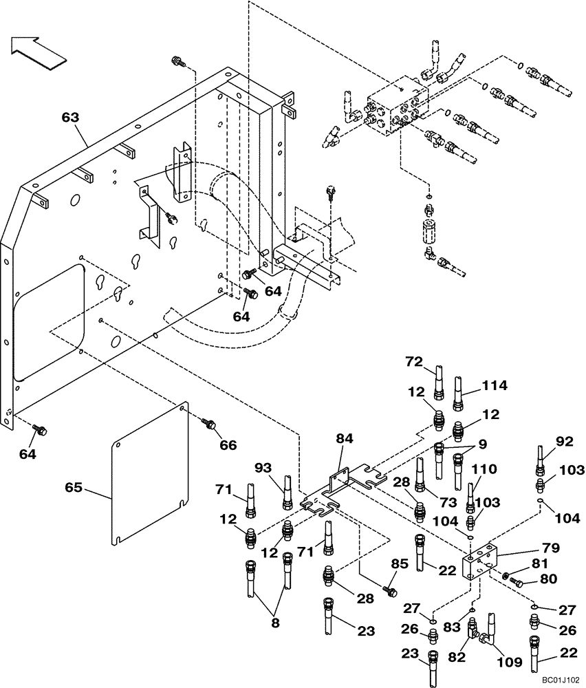 Схема запчастей Case CX290 - (08-25) - HYDRAULICS - PILOT CONTROL LINES (08) - HYDRAULICS