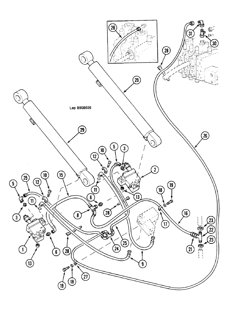 Схема запчастей Case 688C - (8G-006) - BOOM CYLINDERS CIRCUIT WITH SAFETY VALVE (07) - HYDRAULIC SYSTEM