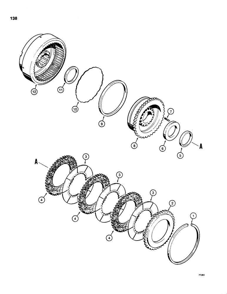Схема запчастей Case 850C - (138) - TRANSMISSION FORWARD AND REVERSE CLUTCHES (03) - TRANSMISSION