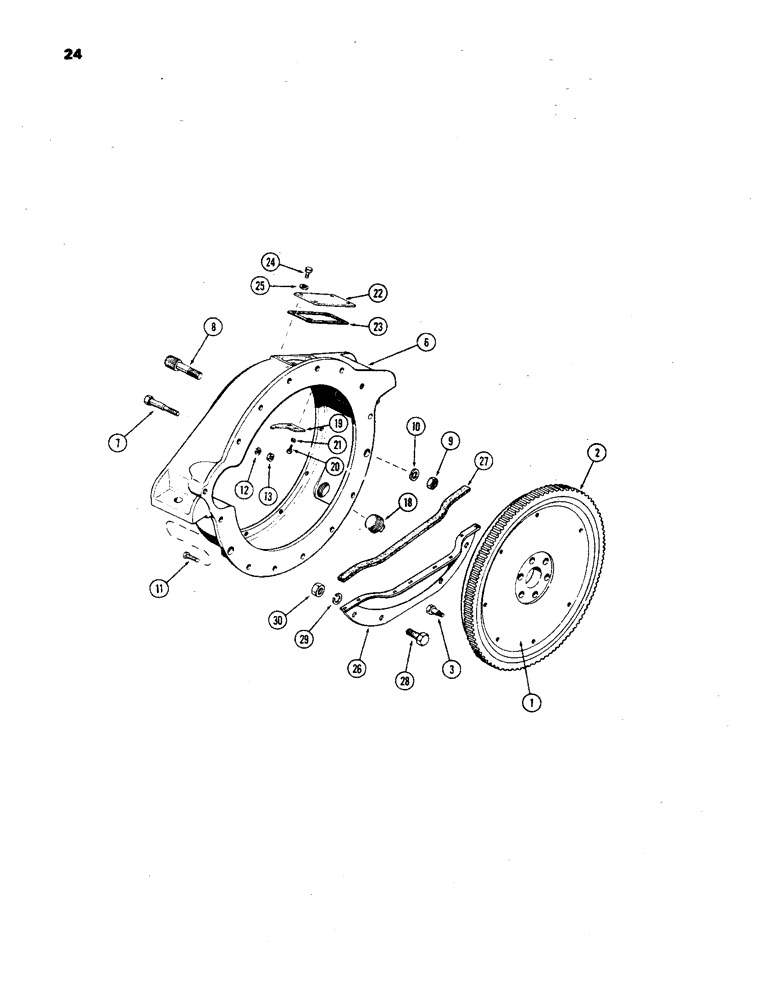 Схема запчастей Case 850 - (024) - FLYWHEEL AND HOUSING, (301B) DIESEL ENGINE (01) - ENGINE