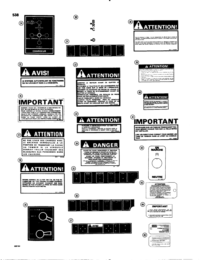 Схема запчастей Case 580C - (538) - FRENCH LANGUAGE DECALS (09) - CHASSIS/ATTACHMENTS