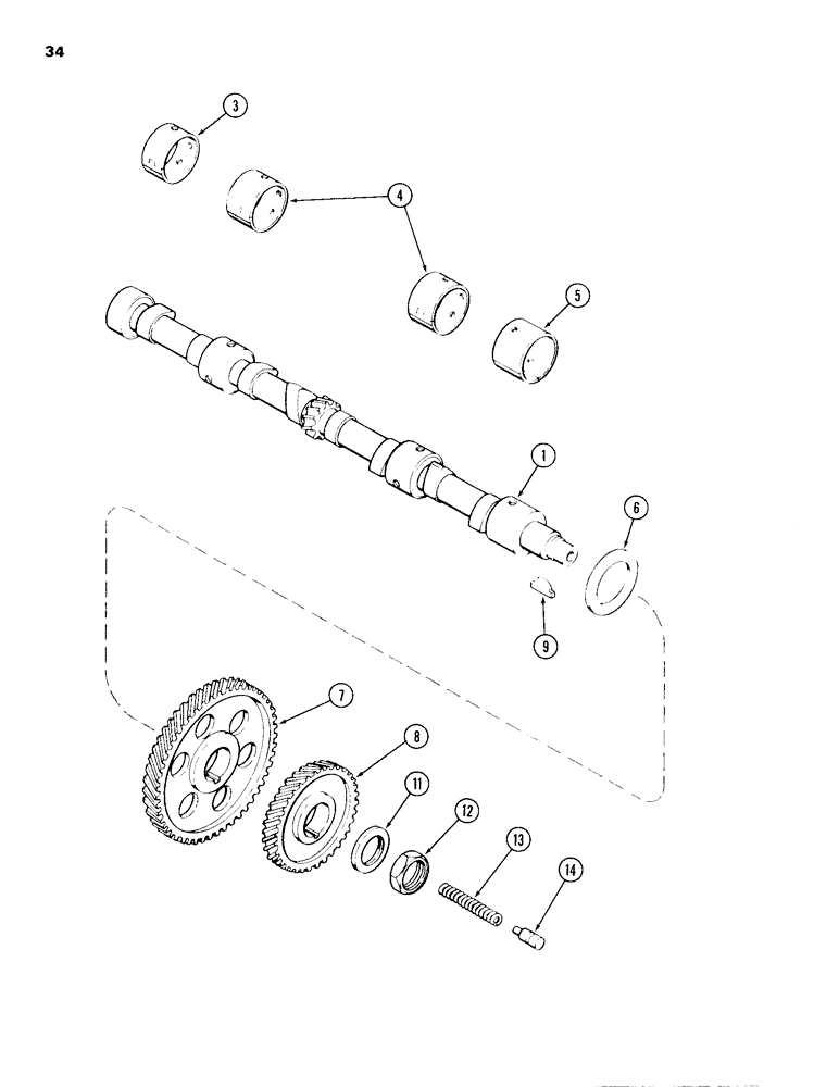 Схема запчастей Case 680H - (034) - CAMSHAFT, 336BD DIESEL ENGINE (02) - ENGINE