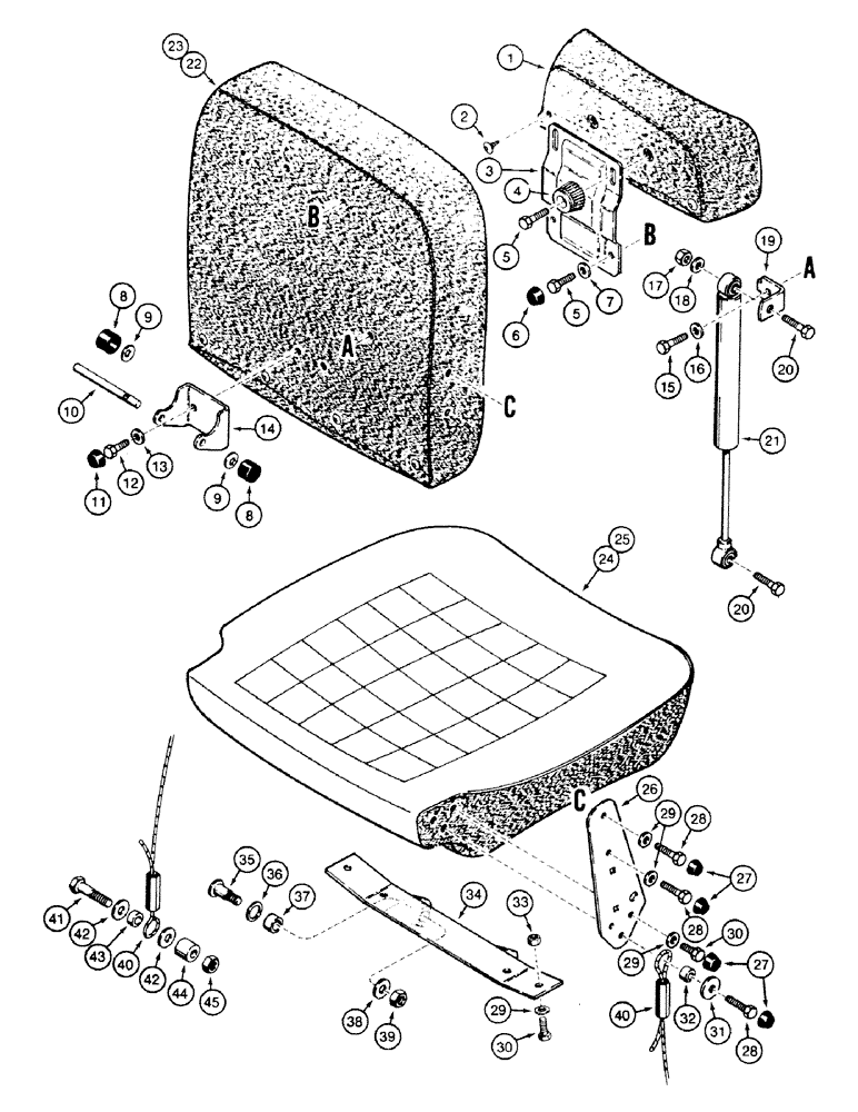 Схема запчастей Case 580SK - (9-118) - STANDARD SUSPENSION SEAT ASSEMBLY (14MAN.S), NOT FOR PRESTIGE (09) - CHASSIS/ATTACHMENTS