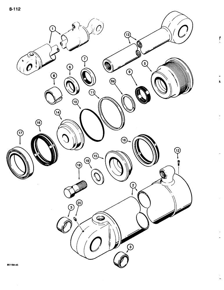 Схема запчастей Case 680L - (8-112) - BACKHOE STABILIZER CYLINDER, G102276 (08) - HYDRAULICS