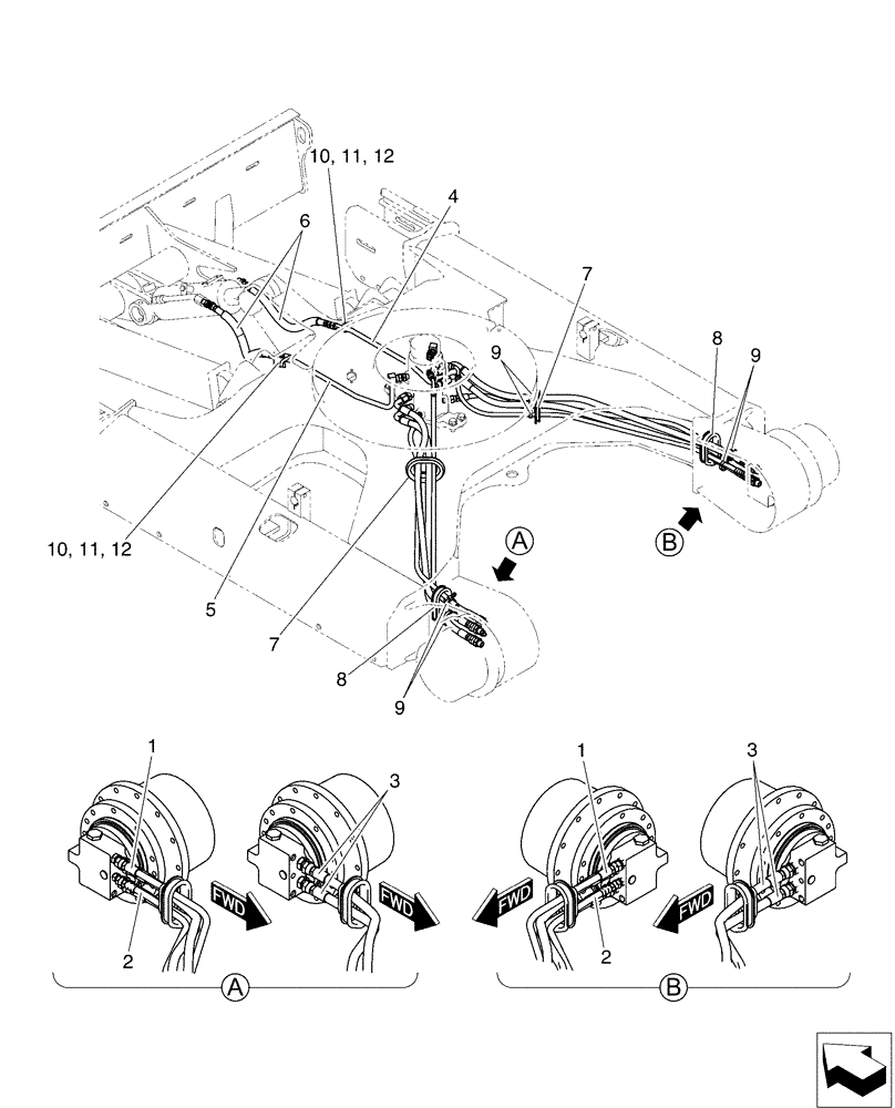 Схема запчастей Case CX50B - (02-011) - HYD LINES, LOW (35) - HYDRAULIC SYSTEMS