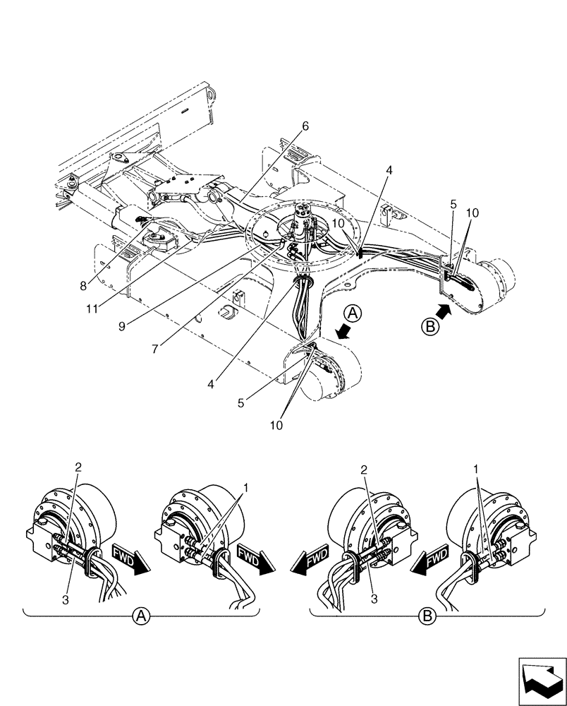 Схема запчастей Case CX50B - (02-012) - HYD LINES, LOW, ANGLE DOZER (35) - HYDRAULIC SYSTEMS