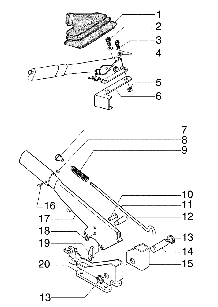 Схема запчастей Case 885B - (07-04[01]) - PARKING BRAKE CONTROL LEVER (07) - BRAKES