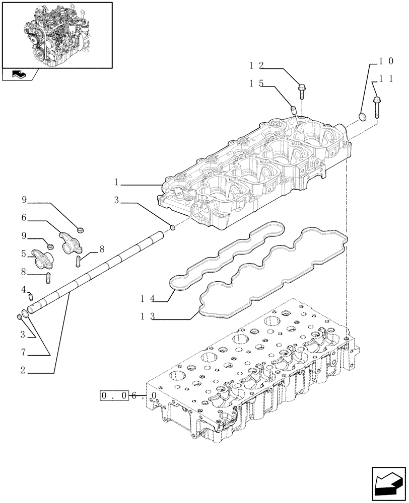 Схема запчастей Case 21E - (0.06.6) - ROCKER SHAFT (01) - ENGINE