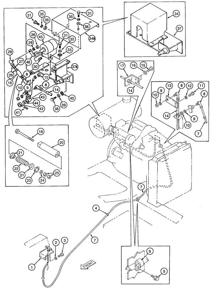 Схема запчастей Case 9050 - (3-06) - THROTTLE AND FUEL SHUTOFF CONTROLS (03) - FUEL SYSTEM