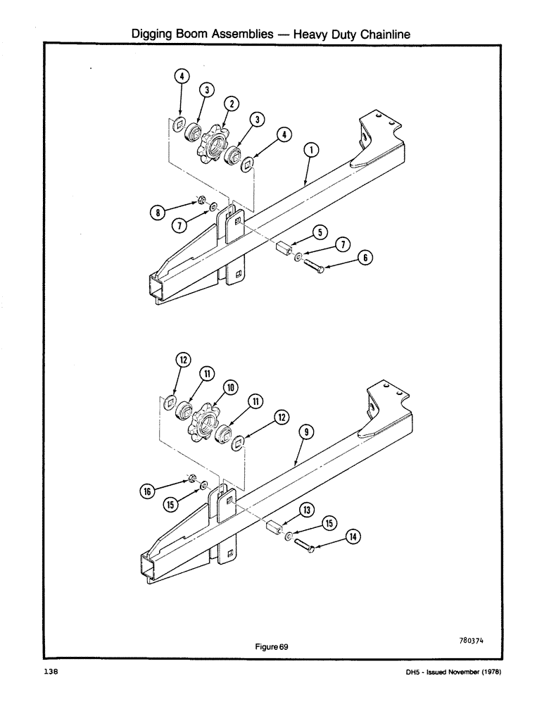 Схема запчастей Case DH5 - (138) - DIGGING BOOM ASSEMBLIES - HEAVY DUTY CHAINLINE (89) - TOOLS