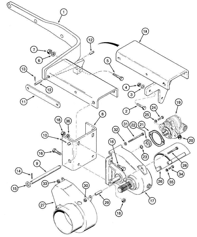 Схема запчастей Case 460 - (9-78) - HYDRA-BORER AND GEARBOX MOUNTING (09) - CHASSIS/ATTACHMENTS