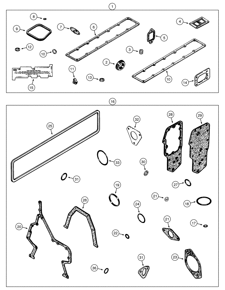 Схема запчастей Case 845 - (02-50[01]) - GASKET SETS - CYLINDER HEAD AND BLOCK (02) - ENGINE