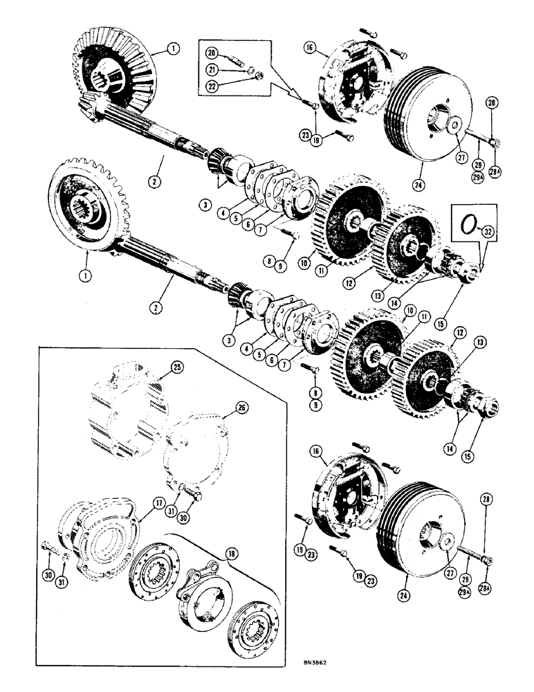 Схема запчастей Case 1000 - (112) - BRAKE SHAFT PARTS (04) - UNDERCARRIAGE