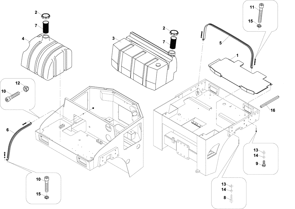 Схема запчастей Case DV204 - (12-93/4[01]) - DRUM SPINKLING RESERVOIRS (12) - Chassis/Attachments