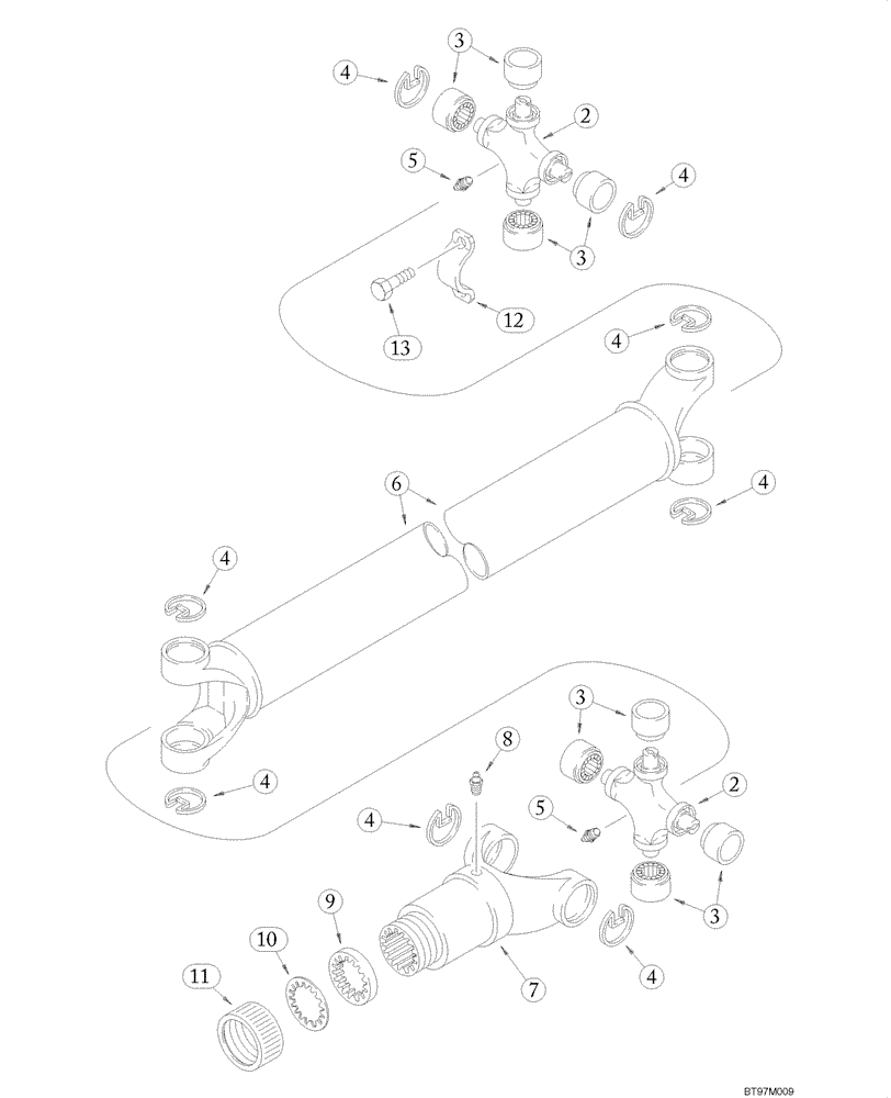 Схема запчастей Case 585G - (06-24) - AXLE, REAR - DRIVE SHAFT (06) - POWER TRAIN
