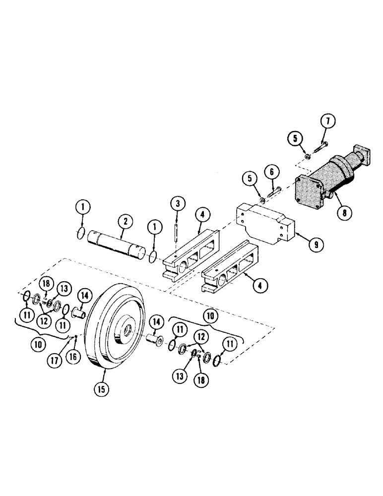 Схема запчастей Case 120 - (013) - IDLER AND TRACK ADJUSTER (48) - TRACKS & TRACK SUSPENSION