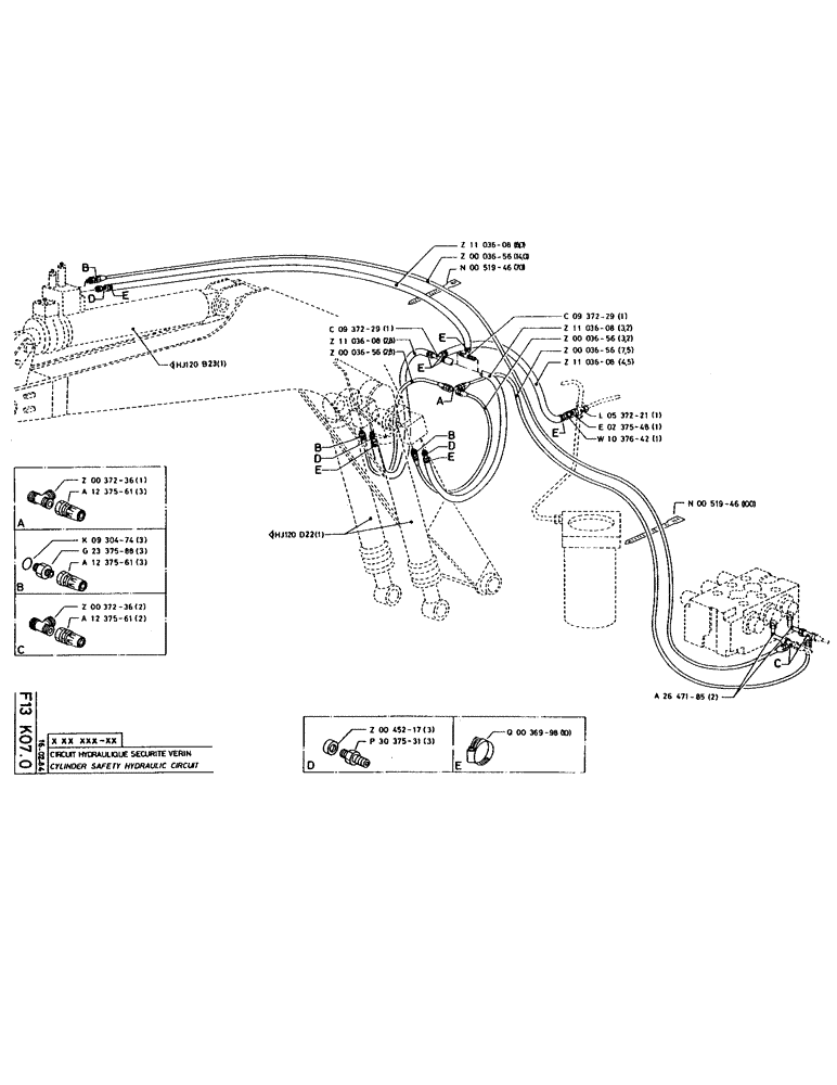 Схема запчастей Case 220 - (134) - CYLINDER SAFETY HYDRAULIC CIRCUIT (07) - HYDRAULIC SYSTEM
