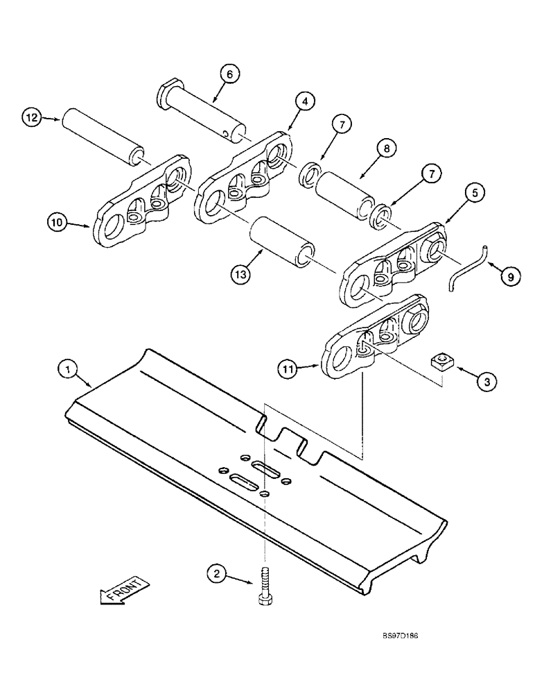 Схема запчастей Case 9045B - (5-04) - TRACK CHAIN AND SHOES (11) - TRACKS/STEERING
