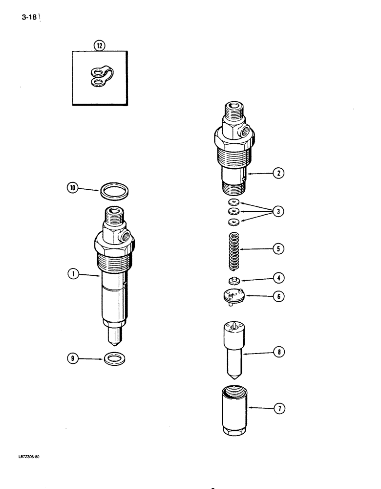Схема запчастей Case 850D - (3-18) - FUEL INJECTION NOZZLE - 9 MM TIP, 6-590 ENGINE, PRIOR TO ENGINE SERIAL NO. 44566928 (03) - FUEL SYSTEM