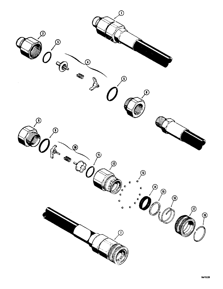 Схема запчастей Case 36 - (42) - HYDRAULIC COUPLINGS 