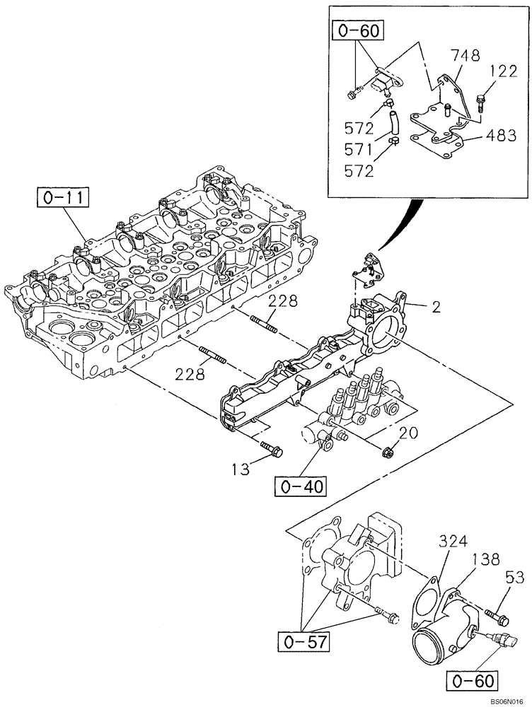 Схема запчастей Case CX210BLR - (02-21) - INTAKE PIPE (02) - ENGINE