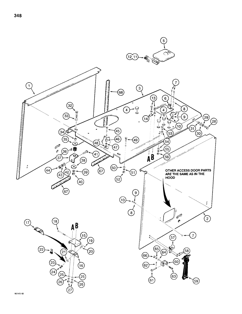 Схема запчастей Case 680H - (348) - HOOD AND ENGINE SIDE PANELS (09) - CHASSIS/ATTACHMENTS