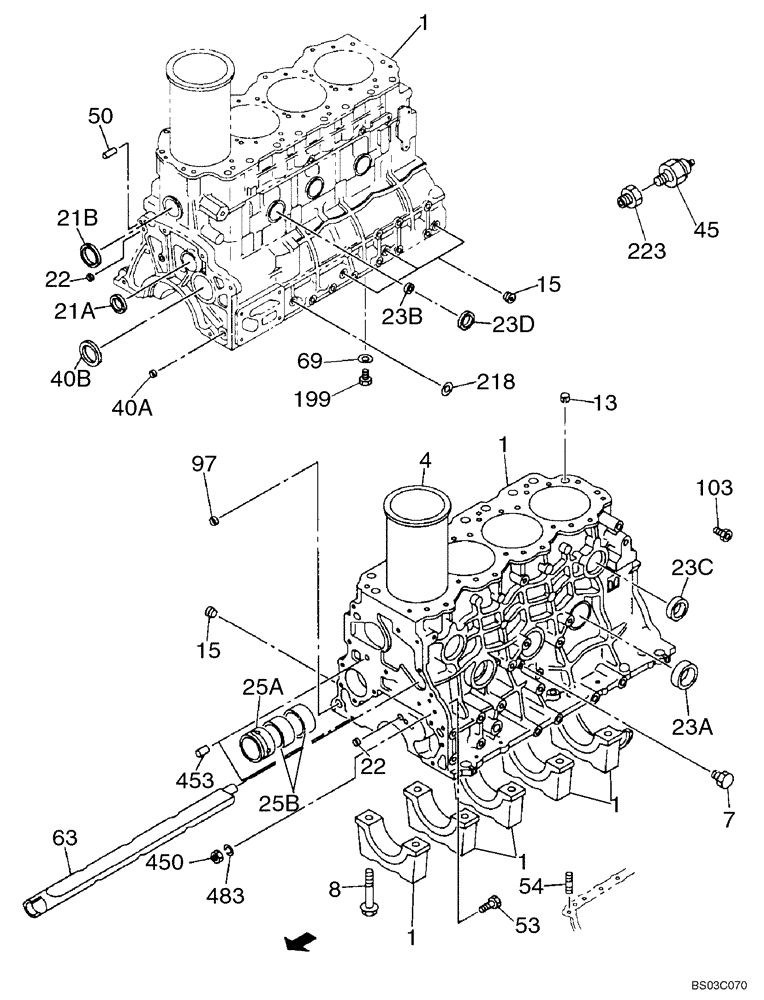 Схема запчастей Case CX75SR - (02-09) - CYLINDER BLOCK (02) - ENGINE