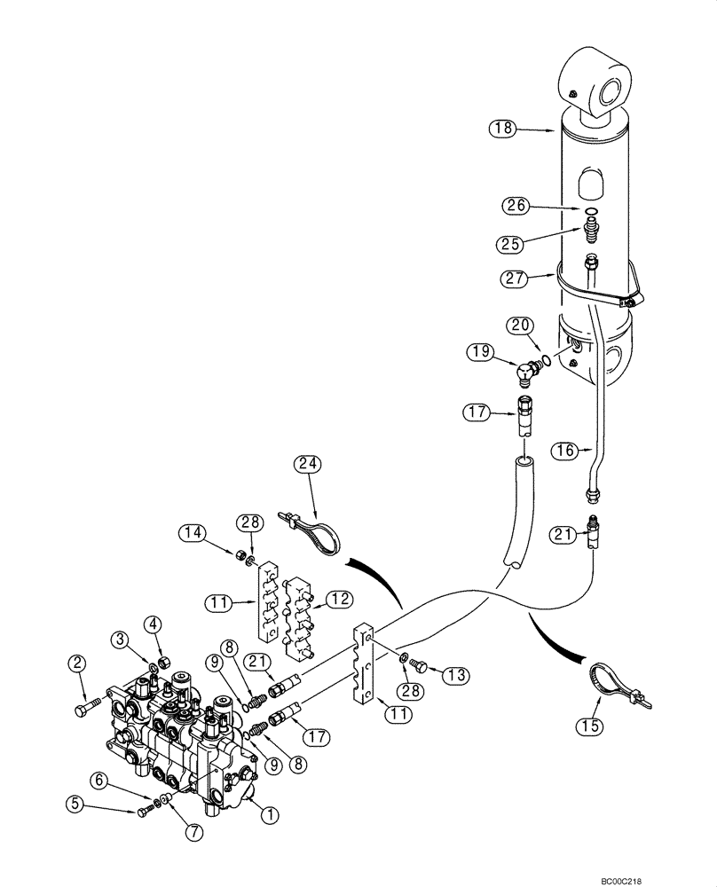 Схема запчастей Case 580M - (08-11) - HYDRAULICS - CYLINDER, BACKHOE DIPPER (08) - HYDRAULICS