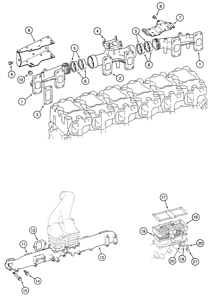 Схема запчастей Case 9050B - (2-24) - MANIFOLDS, 6D22-T ENGINE, EXHAUST MANIFOLD (02) - ENGINE