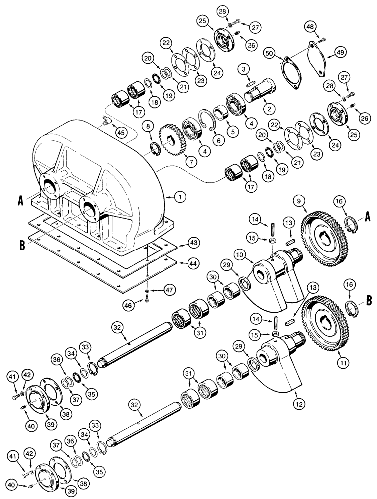 Схема запчастей Case 460 - (9-99) - PLOW GEARBOX ASSEMBLY, H563619, P75 PLOW (09) - CHASSIS/ATTACHMENTS