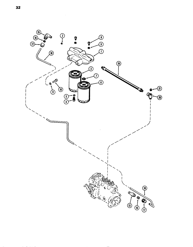 Схема запчастей Case W14 - (032) - FUEL FILTER SYSTEM, (336B) DIESEL ENGINE (03) - FUEL SYSTEM