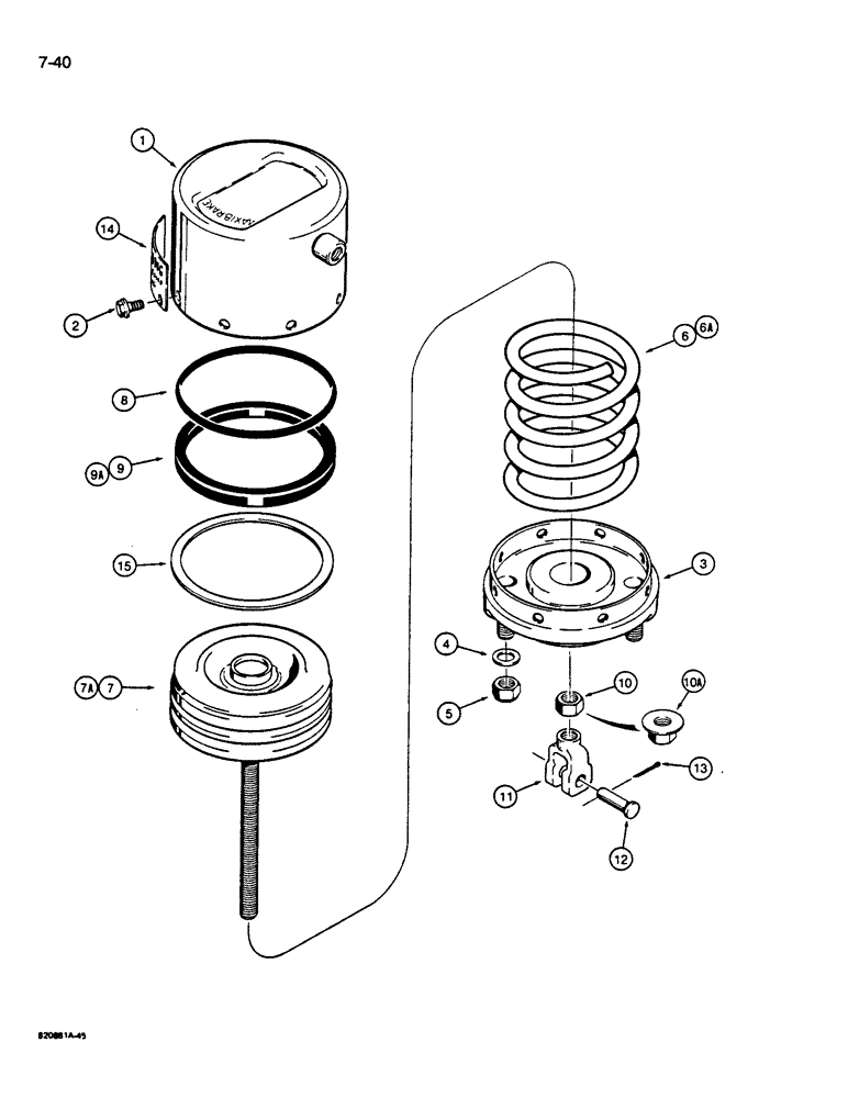 Схема запчастей Case W14B - (7-40) - PARKING BRAKE ACTUATOR (07) - BRAKES
